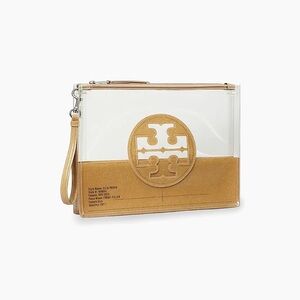 Tory Burch Ella Clear Wristlet Pouch/Clutch Bag...